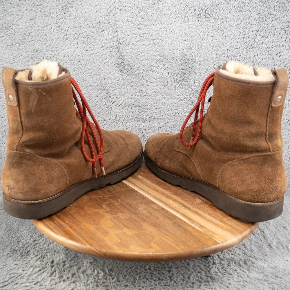 UGG Hannen TL Boots Sz 14 Waterproof Winter Leather Sheepskin Work Warm Brown